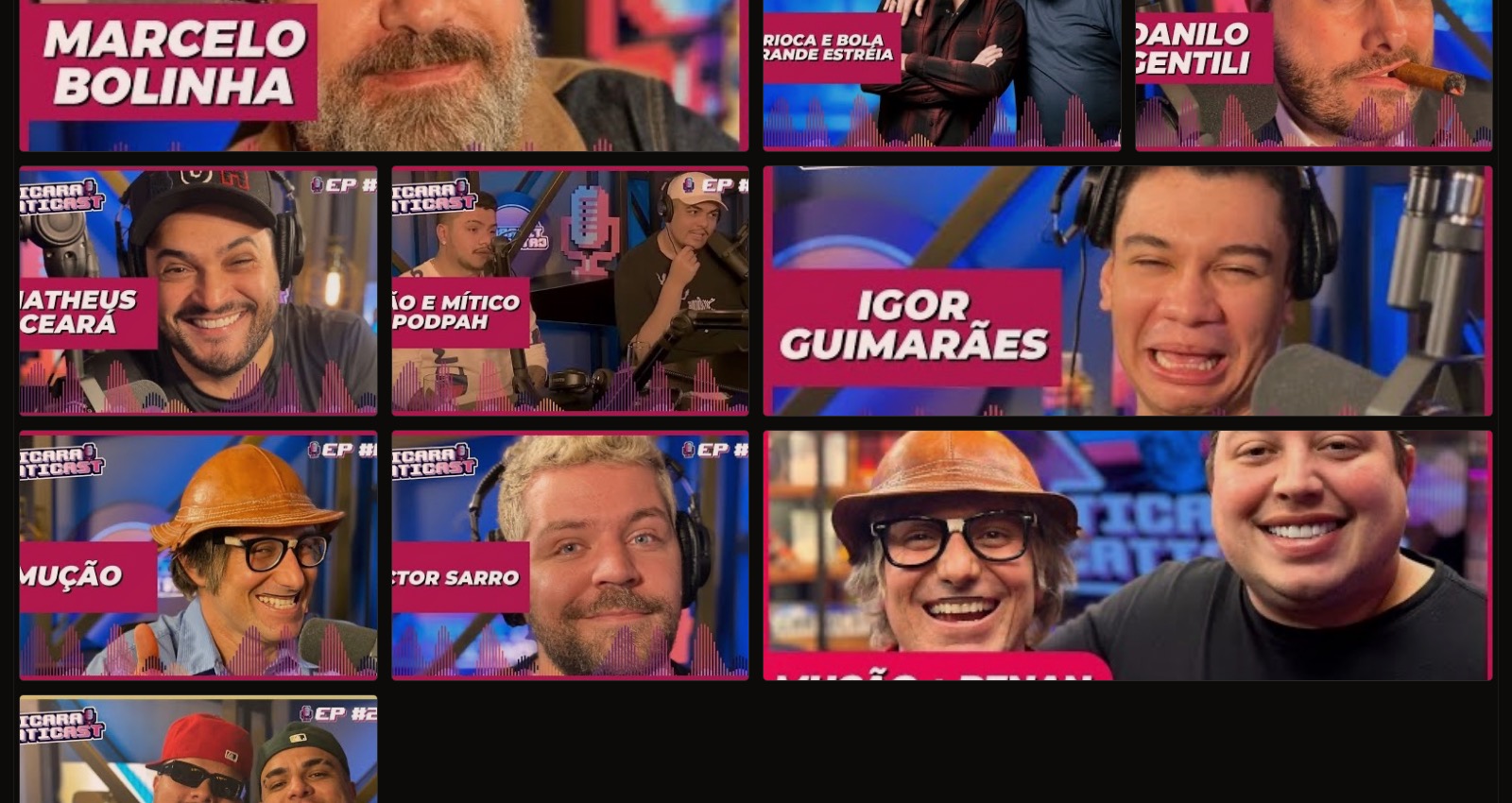 Colagem editorial com episódios reais do catálogo do Ticaracaticast que seguem adquirindo audiência
